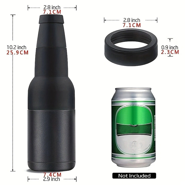 Cốc giữ nhiệt chân không đôi 12oz hình lon Coca, làm mát bia bằng thép không gỉ 304 có mở nắp chai, màu đen