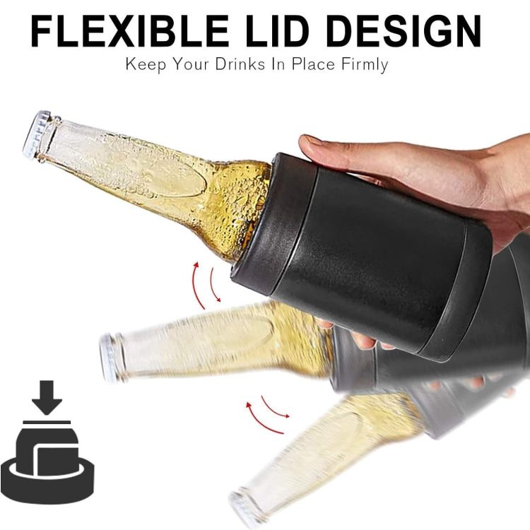 Cốc giữ nhiệt chân không đôi 12oz hình lon Coca, làm mát bia bằng thép không gỉ 304 có mở nắp chai, màu đen