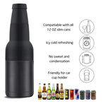 Cốc giữ nhiệt chân không đôi 12oz hình lon Coca, làm mát bia bằng thép không gỉ 304 có mở nắp chai, màu đen