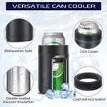 Cốc giữ nhiệt chân không đôi 12oz hình lon Coca, làm mát bia bằng thép không gỉ 304 có mở nắp chai, màu đen