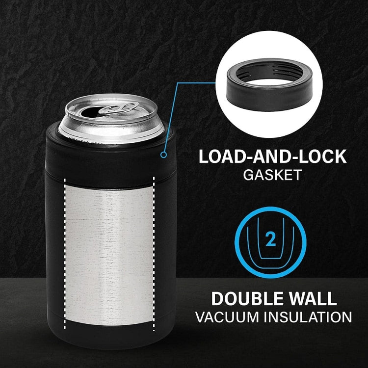 Cốc giữ nhiệt chân không đôi 12oz hình lon Coca, làm mát bia bằng thép không gỉ 304 có mở nắp chai, màu đen