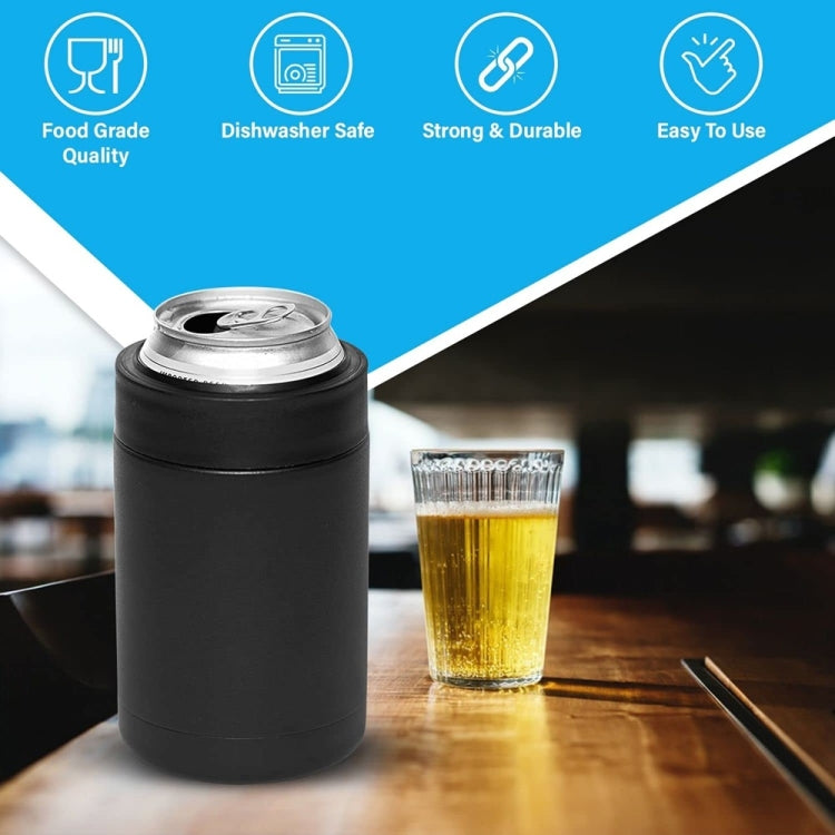 Cốc giữ nhiệt chân không đôi 12oz hình lon Coca, làm mát bia bằng thép không gỉ 304 có mở nắp chai, màu đen