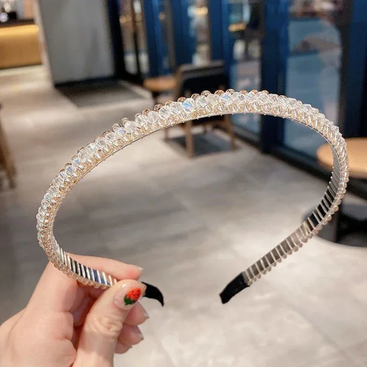 Phụ Kiện Tóc Vòng Pha Lê Viền Vàng Phù Hợp Mọi Kiểu Băng Đô Chống Trượt Đầu Pha Lê