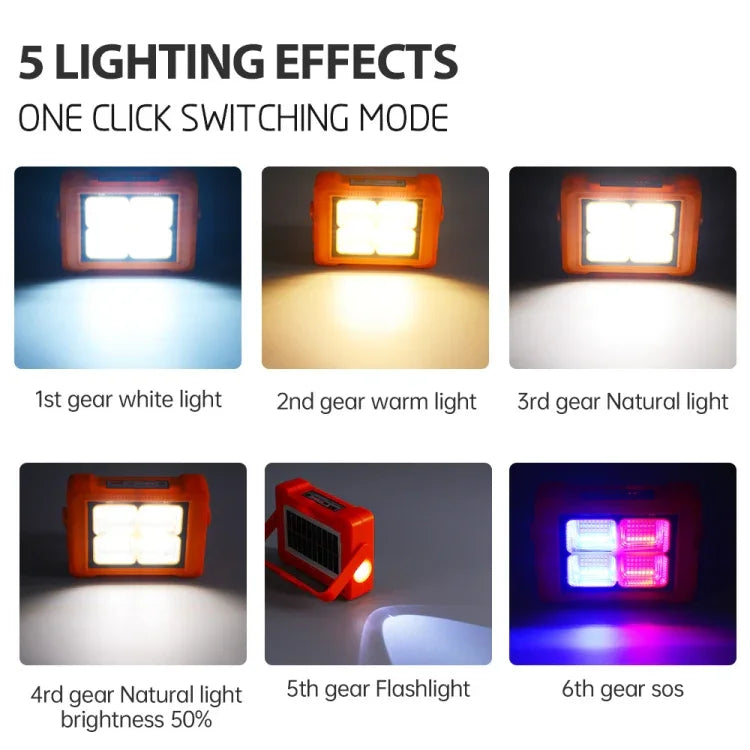 Đèn pha năng lượng mặt trời di động, đèn pin chiếu sáng khẩn cấp, 144 đèn LED