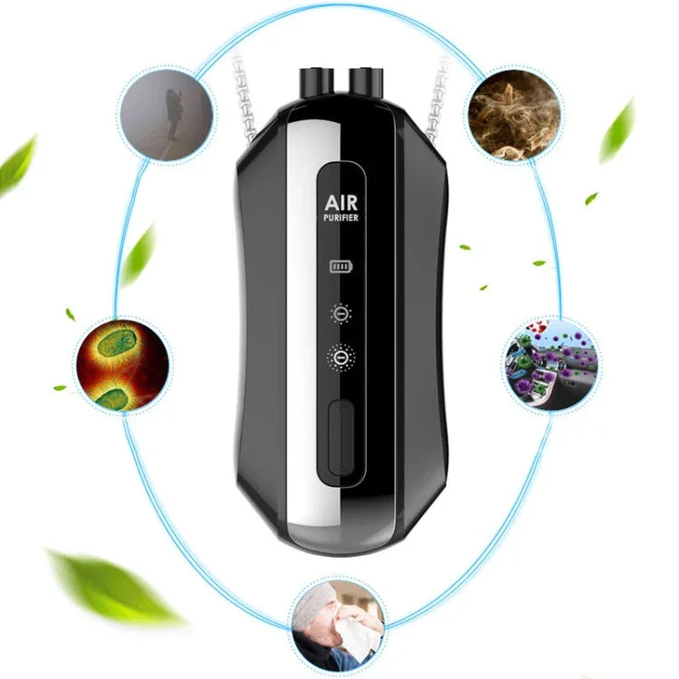 Máy Lọc Không Khí Ion Âm Di Động Treo Cổ Dùng Trong Nhà, Kiểu Dây Xích (Trắng), Kiểu Dây Xích (Đen), Kiểu Dây Dây (Trắng), Kiểu Dây Dây (Đen)