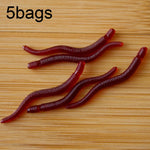 Mồi câu giả giun đất đỏ phát sáng dài 3.5cm, 5 túi 20 cái/túi, 5 túi 50 cái/túi, 5 túi 100 cái/túi, 5 túi 200 cái/túi
