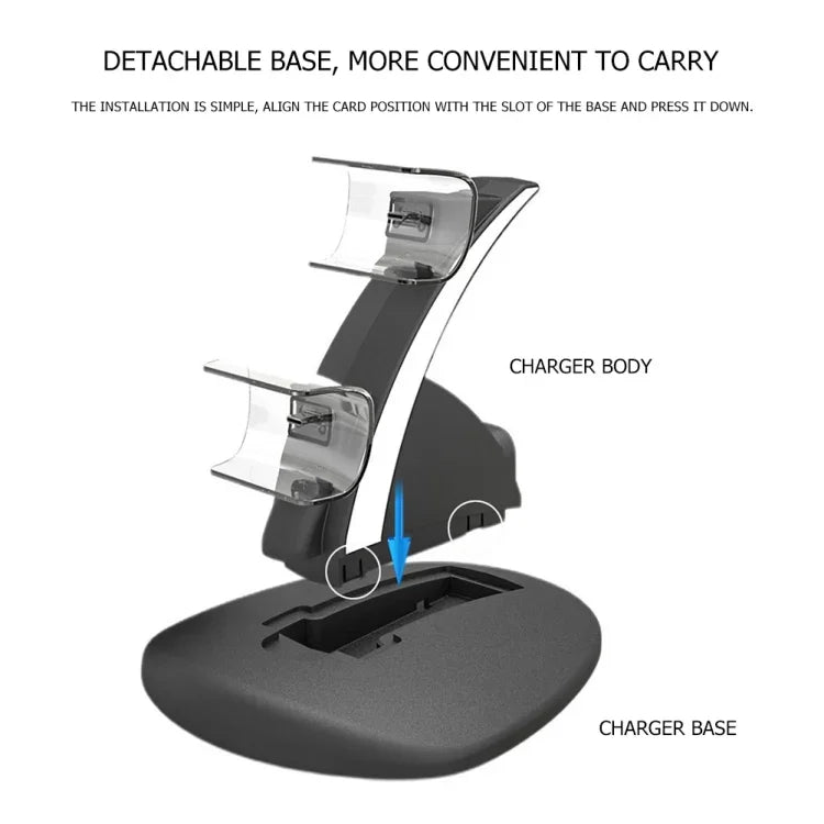 iplay HBP-253 Đế sạc đôi không dây cho tay cầm chơi game PS5, giá đỡ đặt, HBP-253 (Trắng), HBP-253 (Đen)