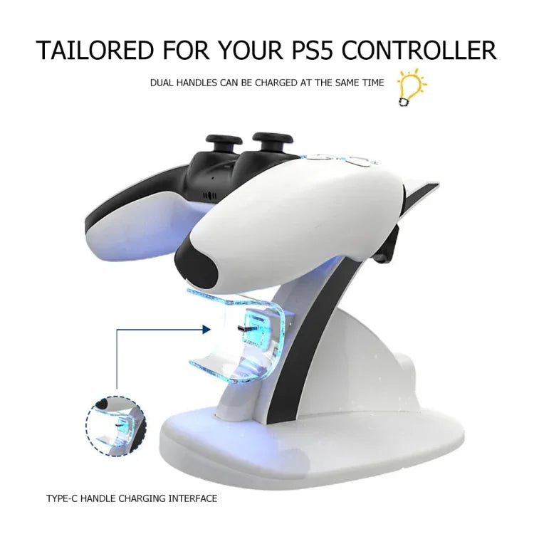 iplay HBP-253 Đế sạc đôi không dây cho tay cầm chơi game PS5, giá đỡ đặt, HBP-253 (Trắng), HBP-253 (Đen)