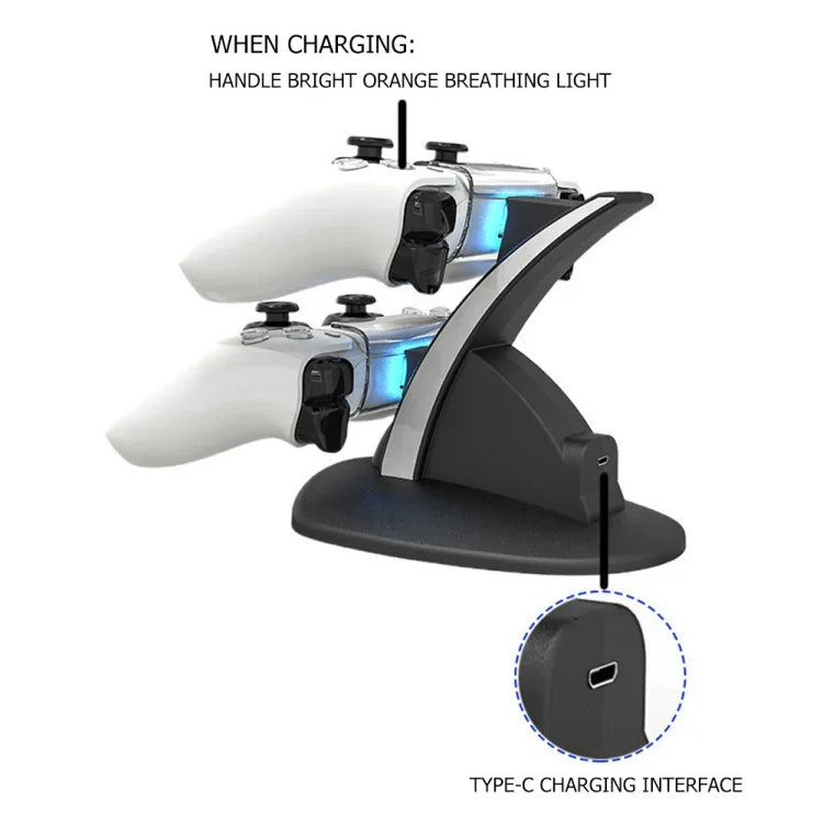 iplay HBP-253 Đế sạc đôi không dây cho tay cầm chơi game PS5, giá đỡ đặt, HBP-253 (Trắng), HBP-253 (Đen)