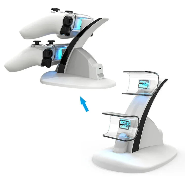 iplay HBP-253 Đế sạc đôi không dây cho tay cầm chơi game PS5, giá đỡ đặt, HBP-253 (Trắng), HBP-253 (Đen)