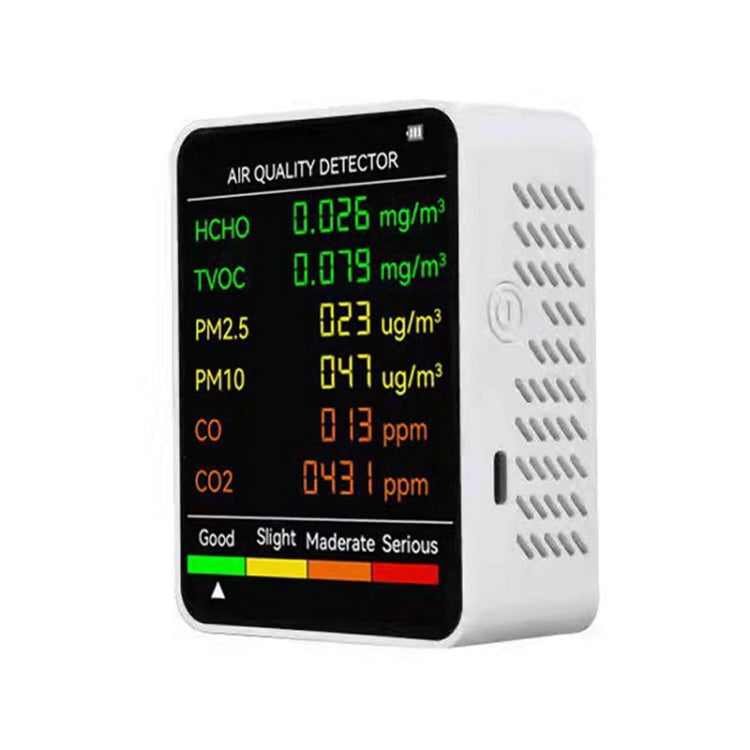 Máy đo chất lượng không khí PM2.5/PM10 trong nhà, máy đo chất lượng không khí 6 trong 1 màu trắng, máy đo chất lượng không khí 6 trong 1 màu đen