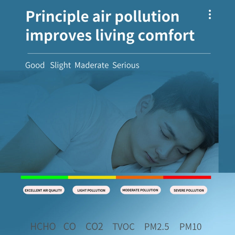 Máy đo chất lượng không khí PM2.5/PM10 trong nhà, máy đo chất lượng không khí 6 trong 1 màu trắng, máy đo chất lượng không khí 6 trong 1 màu đen