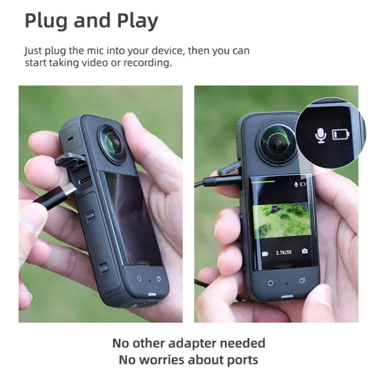 Microphone cổ Sunnylife MC490 ghi âm chuyển động cho camera, dành cho DJI Action3/2, Insta360 ONE RS, Insta360 ONE X2/X3/1 inch 360 Edition