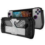 Ốp bảo vệ PC+TPU cho máy chơi game ASUS Rog Ally kèm giá đỡ, PC+TPU Đen+Trong suốt