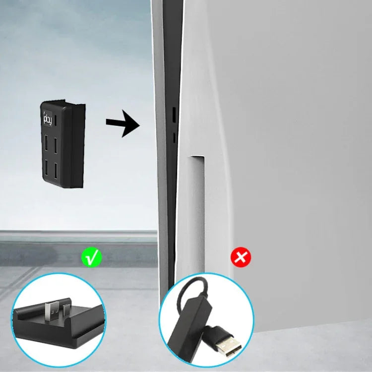 iplay HBP-308 Cho Sony PS5 Bộ chia USB3.0 5 trong 1 Kết nối mở rộng truyền dữ liệu, Cho Sony PS5