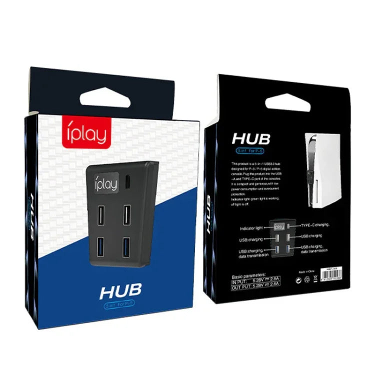 iplay HBP-308 Cho Sony PS5 Bộ chia USB3.0 5 trong 1 Kết nối mở rộng truyền dữ liệu, Cho Sony PS5