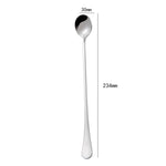 Muỗng tròn cán dài dày bằng thép không gỉ 304, muỗng khuấy cà phê và đồ uống đá, màu thép không gỉ, vàng titan, vàng hồng, titan đen