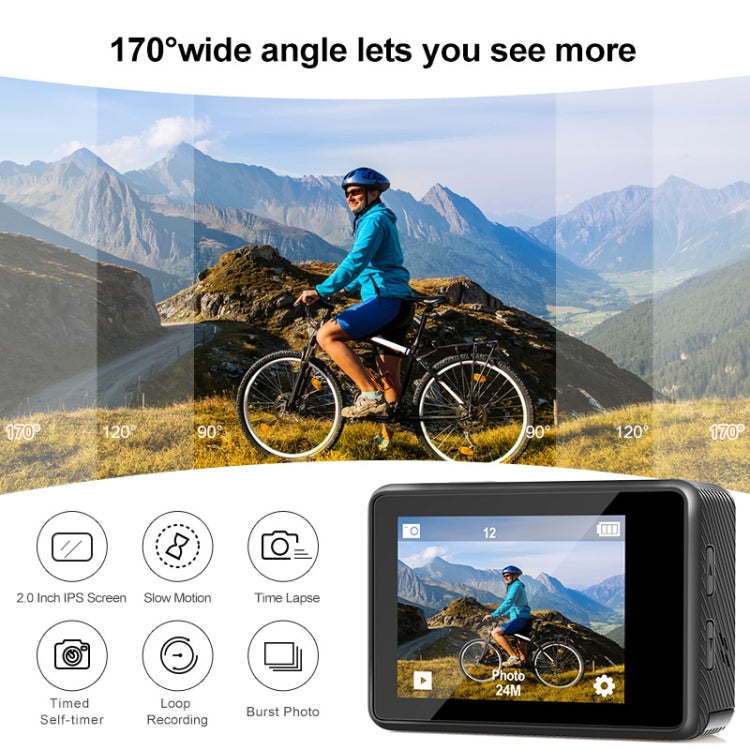 Camera thể thao ngoài trời chống nước màn hình kép màu WIFI HD 4K, Q60AR