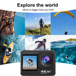 Camera thể thao ngoài trời chống nước màn hình kép màu WIFI HD 4K, Q60AR