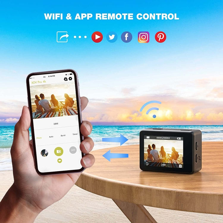 Camera thể thao ngoài trời chống nước màn hình kép màu WIFI HD 4K, Q60AR