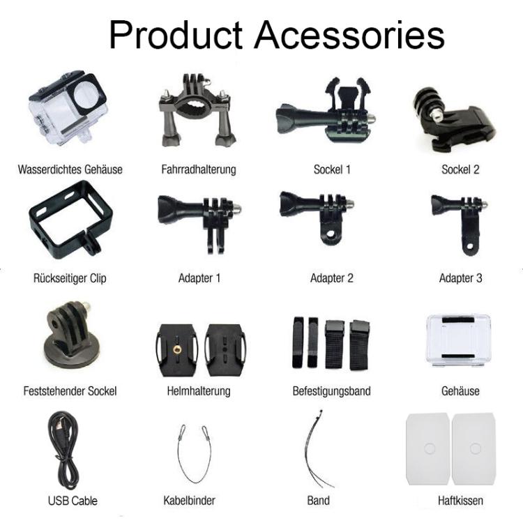 Camera thể thao ngoài trời chống nước màn hình kép màu WIFI HD 4K, Q60AR