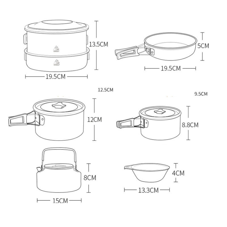 Bộ bếp nhôm ngoài trời cho 4-5 người Hewolf HW-K1779, HW-K1779