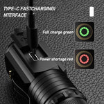 3 LED Mini Flashlight Rechargeable Waterproof 2000LM Super Bright Torch, Tail No Magnet, Tail Magnet