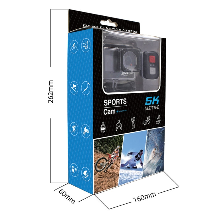 Camera thể thao chống rung IP68 màn hình kép cảm ứng từ xa WIFI HD 5K/30FPS, Camera 5K + thẻ 64G, Camera 5K + thẻ 128G