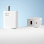 Bộ sạc nhanh di động cổng đôi USB-C+USB-A 35W chính hãng Xiaomi (1C+1A), phích cắm US, 35W