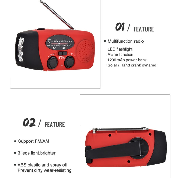 Đài radio di động sạc năng lượng mặt trời phòng chống thiên tai HanRongda HRD-902, HRD-902
