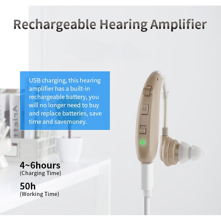 USB Charging Earhook Noise Reduction Hearing Aid Sound Amplifier