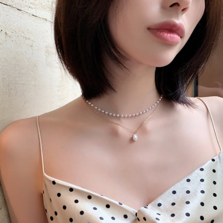 Dây chuyền mặt ngọc trai hai lớp hạt đơn giản