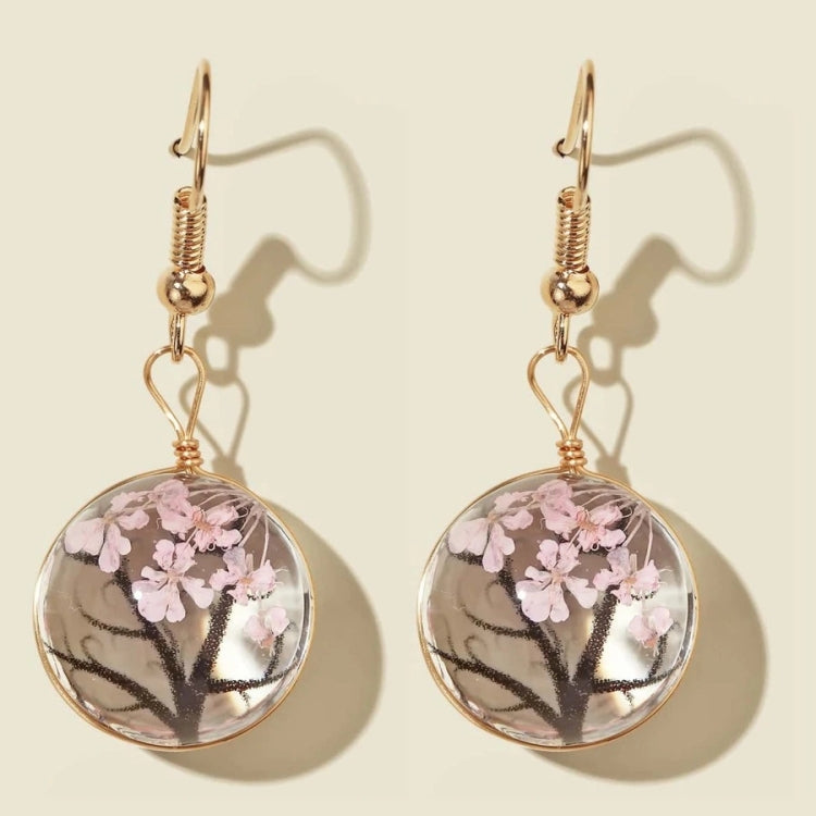 Bông tai hoa khô thủ công DIY bằng thủy tinh Gypsophila