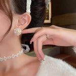 2 đôi bông tai đính hoa vòm pha lê thanh lịch