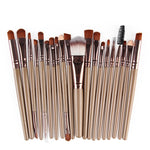 Bộ cọ trang điểm 20 chiếc cán gỗ, dụng cụ làm đẹp, màu cà phê, vàng+đen, đen+trắng, đen toàn bộ, đen+cà phê, nâu+trắng, vàng+hồng, nâu+xanh lá, nâu+hồng, nâu+đen, vàng+trắng, vàng+xanh lá, đen+xanh lá, đen+hồng, nâu+tím