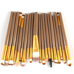 Bộ cọ trang điểm 20 chiếc cán gỗ, dụng cụ làm đẹp, màu cà phê, vàng+đen, đen+trắng, đen toàn bộ, đen+cà phê, nâu+trắng, vàng+hồng, nâu+xanh lá, nâu+hồng, nâu+đen, vàng+trắng, vàng+xanh lá, đen+xanh lá, đen+hồng, nâu+tím