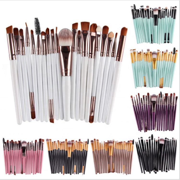 Bộ cọ trang điểm 20 chiếc cán gỗ, dụng cụ làm đẹp, màu cà phê, vàng+đen, đen+trắng, đen toàn bộ, đen+cà phê, nâu+trắng, vàng+hồng, nâu+xanh lá, nâu+hồng, nâu+đen, vàng+trắng, vàng+xanh lá, đen+xanh lá, đen+hồng, nâu+tím
