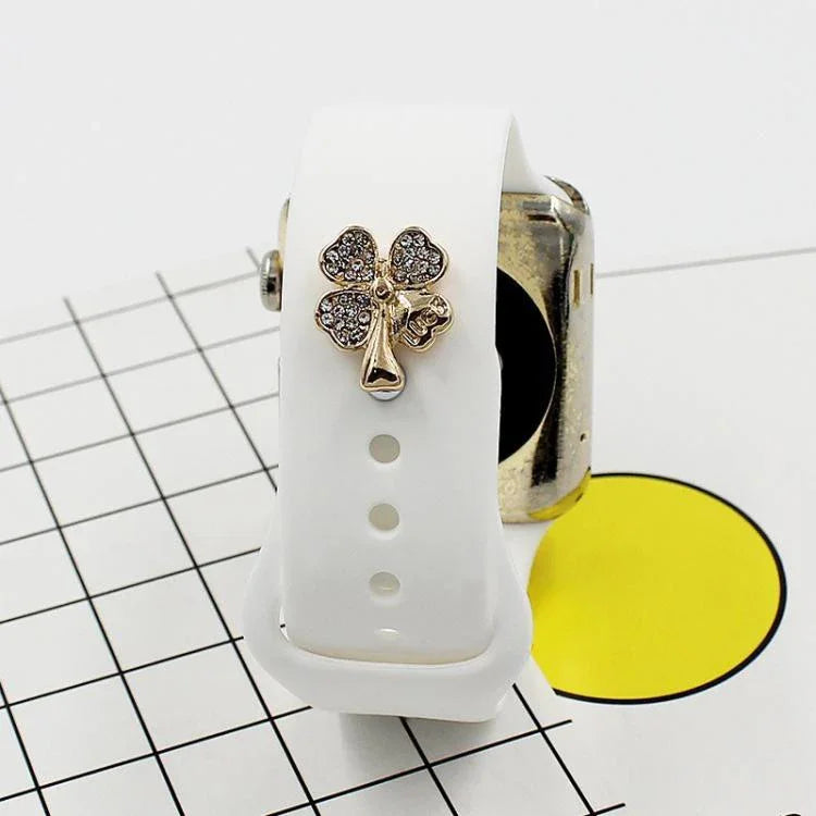 Bộ 2 chiếc đinh khóa dây đồng hồ silicone trang trí kim cương, Bao gồm Kim cương trái tim, Kim cương tay, Kim cương gấu, Kim cương cỏ ba lá, Kim cương ngũ giác, Kim cương năm cạnh đầy đủ, Kim cương trái tim đầy đủ, Kim cương chuồn chuồn