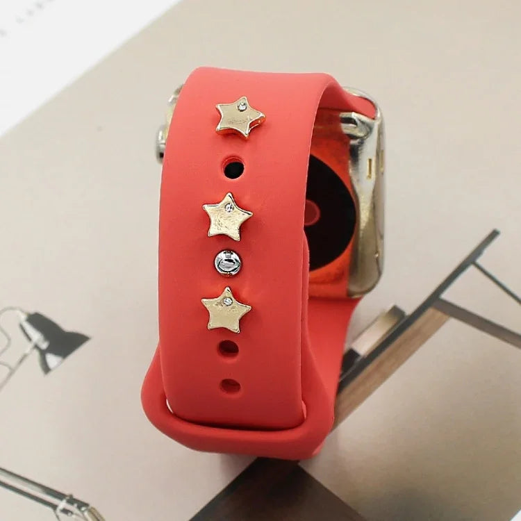Bộ 2 chiếc đinh khóa dây đồng hồ silicone trang trí kim cương, Bao gồm Kim cương trái tim, Kim cương tay, Kim cương gấu, Kim cương cỏ ba lá, Kim cương ngũ giác, Kim cương năm cạnh đầy đủ, Kim cương trái tim đầy đủ, Kim cương chuồn chuồn