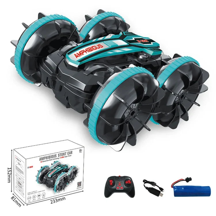 Xe điều khiển từ xa 2.4G lội nước biểu diễn nhào lộn lăn hai mặt đồ chơi điện cho trẻ em, Màu đỏ, Màu xanh lá