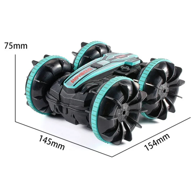 Xe điều khiển từ xa 2.4G lội nước biểu diễn nhào lộn lăn hai mặt đồ chơi điện cho trẻ em, Màu đỏ, Màu xanh lá