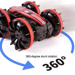 Xe điều khiển từ xa 2.4G lội nước biểu diễn nhào lộn lăn hai mặt đồ chơi điện cho trẻ em, Màu đỏ, Màu xanh lá