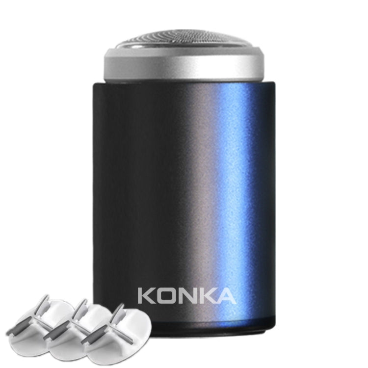 Dao cạo râu mini di động KONKA ngoài trời chống nước cho nam, màu đen, đen + 1 lưỡi dao, đen + 3 lưỡi dao