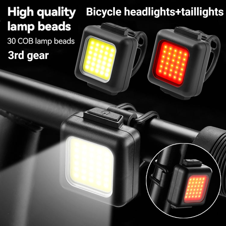 Đèn xe đạp mini COB, đèn xe đạp leo núi sạc USB chống nước MTB, đèn pha trắng, đèn hậu đỏ, đèn pha trắng + đèn hậu đỏ