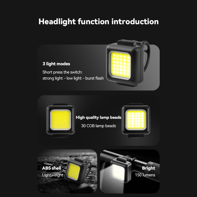 Đèn xe đạp mini COB, đèn xe đạp leo núi sạc USB chống nước MTB, đèn pha trắng, đèn hậu đỏ, đèn pha trắng + đèn hậu đỏ