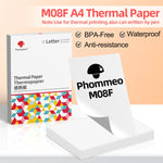 Giấy in nhiệt 200 tờ cho Phomemo M08F, tương thích với MR.IN Brother Pocket Jet / MT800, giấy nhiệt A4, giấy nhiệt gấp A4, giấy nhiệt Letter, giấy nhiệt gấp Letter