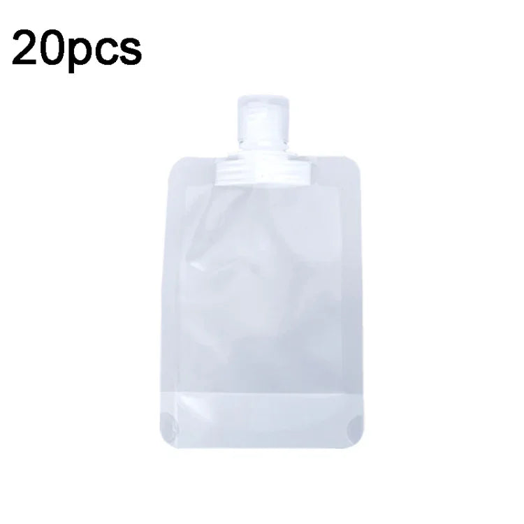 Bộ 20 túi đựng kem dưỡng, dầu gội có thể nạp lại, túi bóp rỗng du lịch, 30ml, 50ml, 100ml