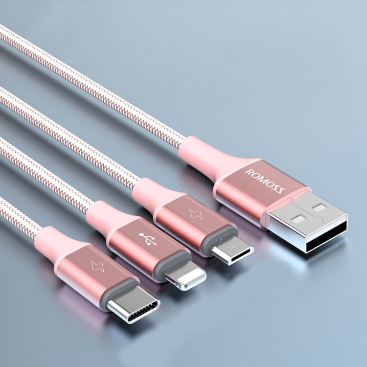 ROMOSS CB25 Cáp 3 trong 1 3.5A 8 Pin + Micro USB + Type C/USB-C, 1m