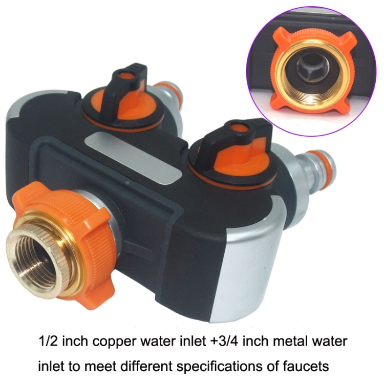 Garden Irrigation And Watering One Pass Two Faucet Water Divider, With Plastic Adapter, With Copper Adapter, With Thread European Connector, With Thread European Connector+Plastic Nipple Connector
