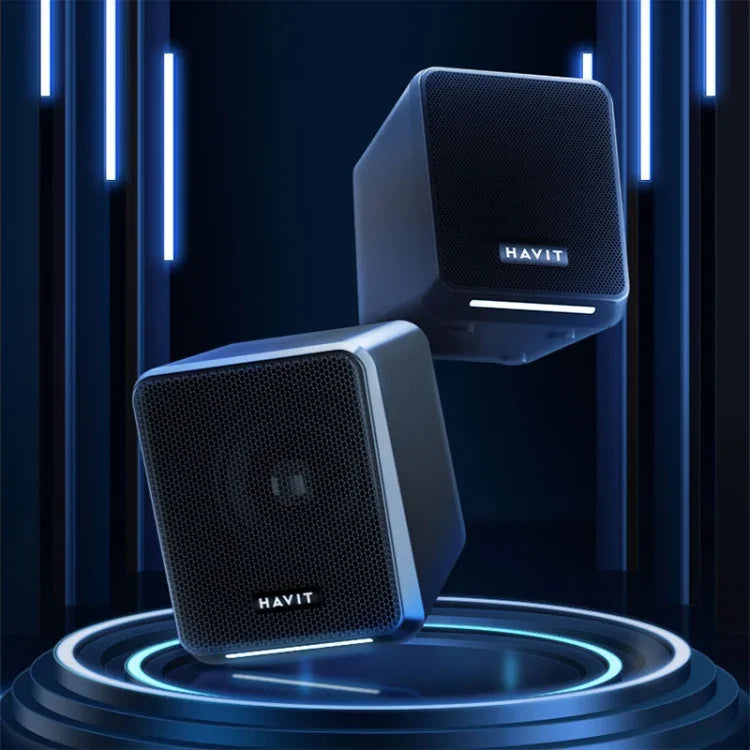 Loa âm thanh máy tính Havit A20 Plus có dây, âm thanh vòm stereo với đèn nền nhiều màu, đen, phiên bản Bluetooth